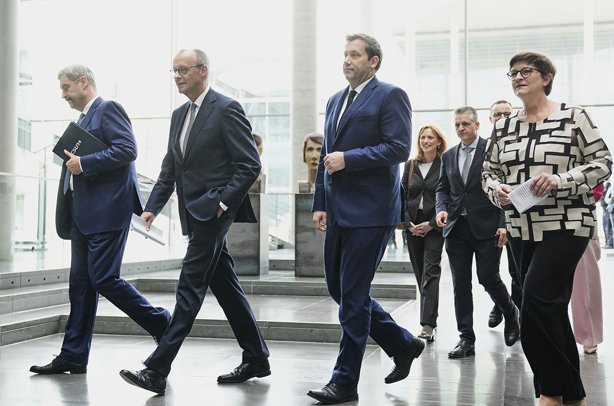 Markus Söder, Friedrich Merz, Lars Klingbeil, and Saskia Esken